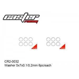 CR2-0032  Washer 5x7x0.1/0.2mm 6pc/each