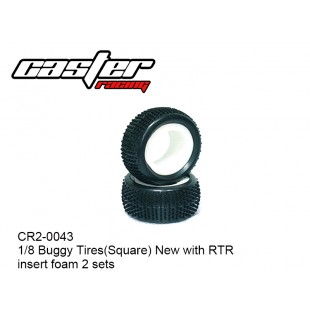 CR2-0043  1/8 Buggy Tires(Square) New with RTR insert foam 2 sets