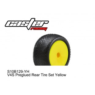 S10B129-YE  V4S Preglued Rear Tire Set Yellow 2PCS