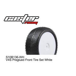 S10B136-WH  V4S Preglued Front Tire Set White 2PCS