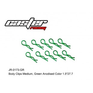 JR-0173-GR Body Clips Medium,Green Anodised Color 1.5*27.7