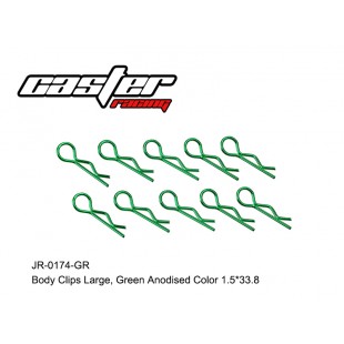JR-0174-GR Body Clips Large,Green Anodised Color
