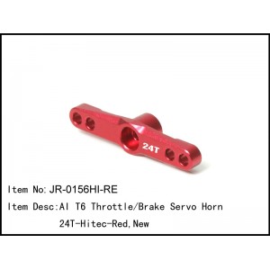 JR-0156HI-RE  AI T6 Throttle/Brake Servo Horn 24T -Hitec - Red,New