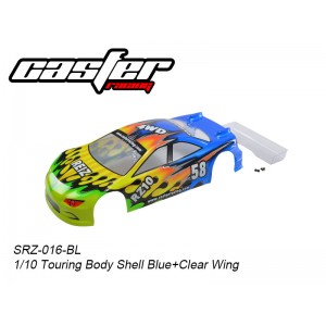 SRZ-016-BL  1/10 Touring Body Shell Blue + Clear Wing
