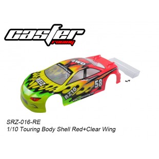 SRZ-016-RE  1/10 Touring Body Shell Red + Clear Wing