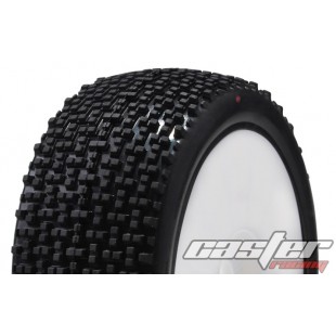 CR5-003-A24PW 1/8 Buggy Racing Tires XX Soft-A24 Pre-glued with White Wheels