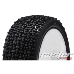 CR5-003-A27PW  1/8 Buggy Racing Tires X Soft-A27 Pre-glued with White Wheels