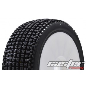 CR5-004-P27PW  1/8 Buggy Racing Tires X Soft-P27 Pre-glued with White Wheels