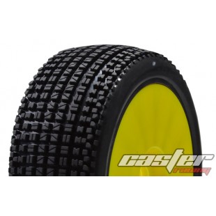 CR5-004-P27PY 1/8 Buggy Racing Tires X Soft-A27 Pre-glued with Yellow Wheels