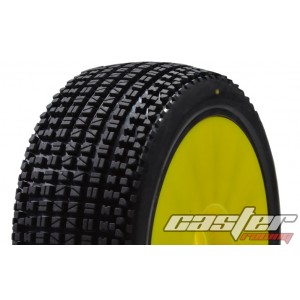 CR5-004-P35PY 1/8 Buggy Racing Tires Medium-P35 Pre-glued with Yellow Wheels