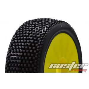 CR5-005-P27PY  1/8 Buggy Racing Tires X Soft-P27 Pre-glued with Yellow Wheels