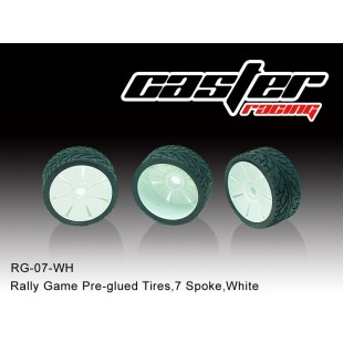 RG-07-WH  Rally Game Pre-glued Tires,7 Spoke,White