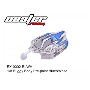 EX-0002-BLWH 1/8 Buggy Body Pre-paint Blue&White