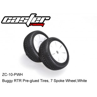 ZC-10-PWH  Buggy RTR Pre-glued Tires, 7 Spoke Wheel,White