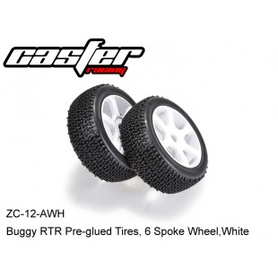 ZC-12-AWH  Buggy RTR Pre-glued Tires, 6 Spoke Wheel,White