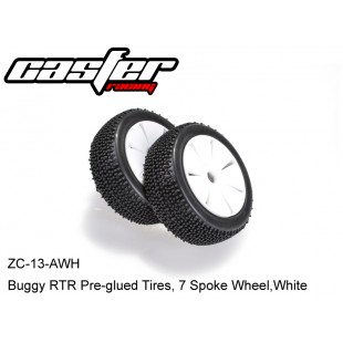 ZC-13-AWH  Buggy RTR Pre-glued Tires, 7 Spoke Wheel,White