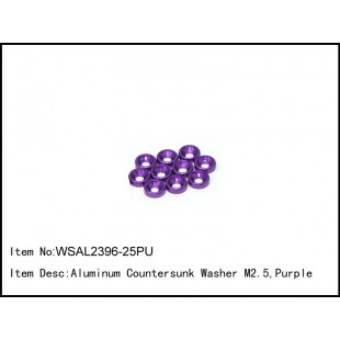 WSAL2396-25PU  Aluminum Countersunk Washer M2.5,Purple,10 pcs