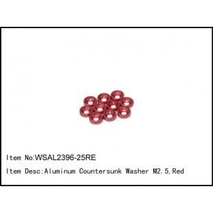WSAL2396-25RE   Aluminum Countersunk Washer M2.5,Red,10 pcs