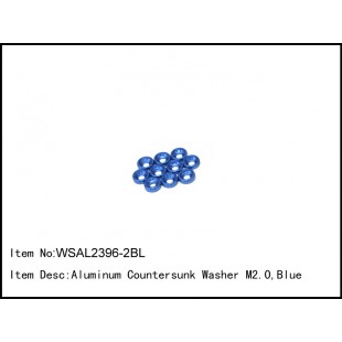 WSAL2396-2BL   Aluminum Countersunk Washer M2.0,Blue,10 pcs