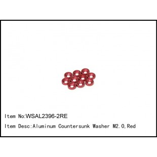 WSAL2396-2RE   Aluminum Countersunk Washer M2.0,Red,10 pcs