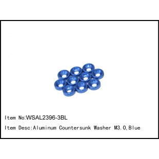 WSAL2396-3BL   Aluminum Countersunk Washer M3.0,Blue,10 pcs
