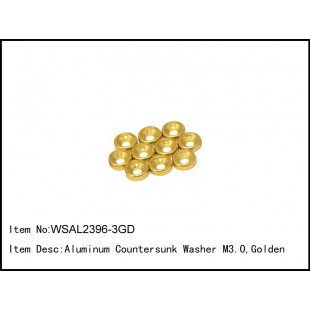 WSAL2396-3GD   Aluminum Countersunk Washer M3.0,Golden,10 pcs