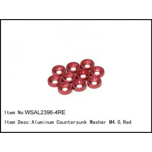 WSAL2396-4RE   Aluminum Countersunk Washer M4.0,Red,10 pcs